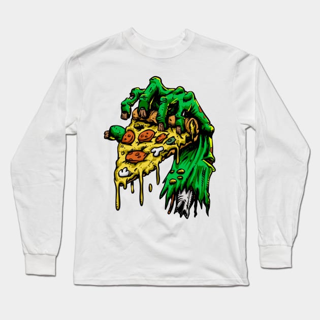 Scary Hand Pizza Long Sleeve T-Shirt by Mako Design 